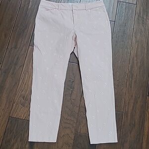 Old Navy Light Pink Pixie Pants with Embroidered Daisies size 12